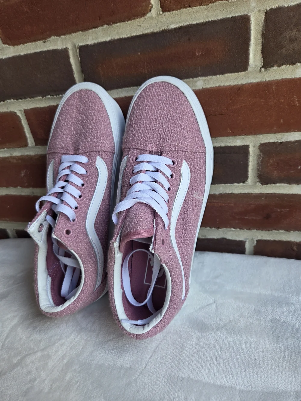 Vans Old Skool Platform Pink Boucle Textured Sneakers Women’s Size 8.5